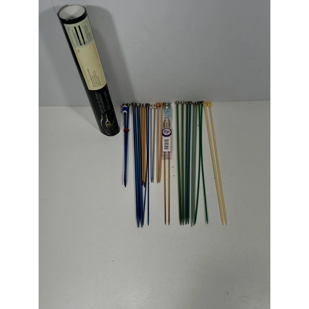 Vintage Mixed Knitting Needle Lot Boye Susan Bates Aluminum Bamboo 11 Pairs+